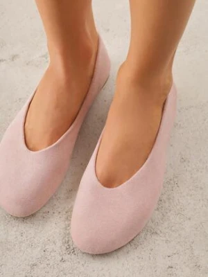 Różowe Casualowe Balerinki z Imitacji Zamszu Zambra