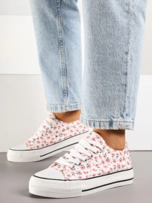 Różowe Casualowe Trampki w Kwiatki Foleriella via giulia
