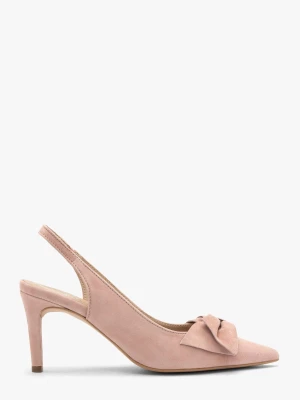 Różowe czółenka damskie bez pięty slingback z kokardą OFELIA Ryłko