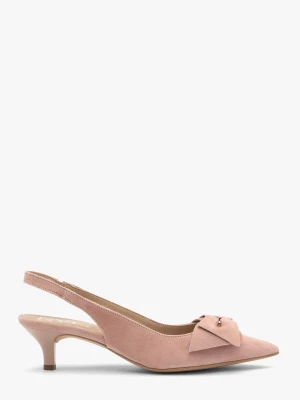 Różowe czółenka damskie bez pięty slingback z kokardą SARAH Ryłko
