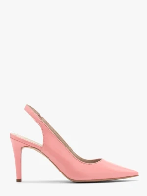 Różowe czółenka damskie z paskiem na pięcie Ryłko