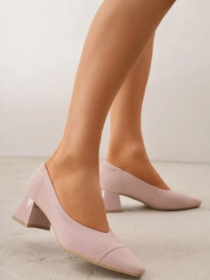 Różowe Czółenka VICES na Niskim Obcasie z Elastycznej Dzianiny z Amortyzującą Wkładką Zaehira