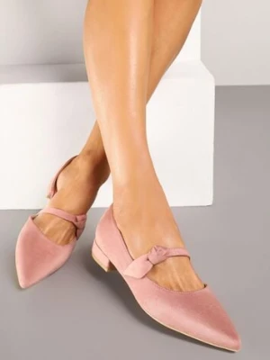 Różowe Czółenka Vices na Płaskiej Podeszwie ze Skórzaną Wkładką z Supełkiem Liliarine