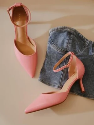 Różowe Czółenka Vices na Szpilce ze Szpiczastym Noskiem i Paskiem z Klamerką Ulisaria