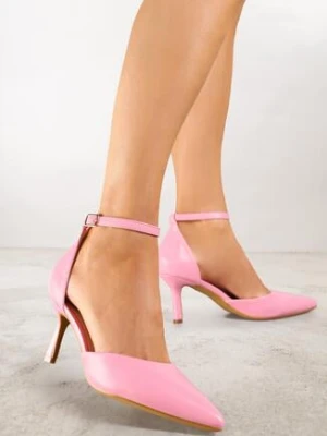 Różowe Czółenka Vices na Szpilce ze Szpiczastym Noskiem i Paskiem z Klamerką Ulisaria