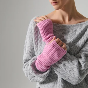 Różowe dzianinowe rękawiczki bez palców House