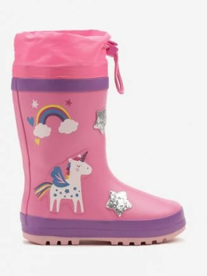 Różowe Kalosze z Jednorożcem i Tęczą Mevalorae bellamila