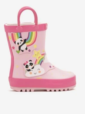 Różowe Kalosze z Ozdobnymi Aplikacjami i Uchwytami przy Cholewce Melalessa wink