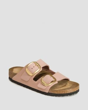 Różowe Klapki Damskie Birkenstock Arizona Big Buckle Nubuck Leather Narrow