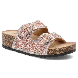 Różowe Klapki Sca'Viola Modne Obuwie Damskie