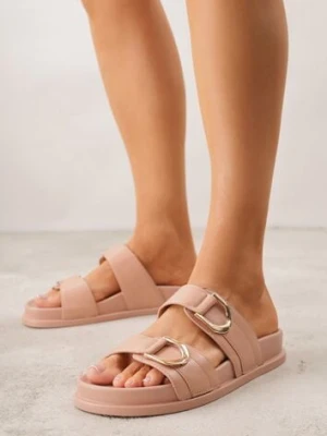 Różowe Klapki z Metalicznymi Klamrami Eudare