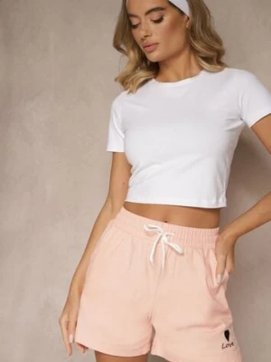 Różowe Klasyczne Szorty Dresowe z Kieszeniami Wiązane w Pasie Folenelle queene