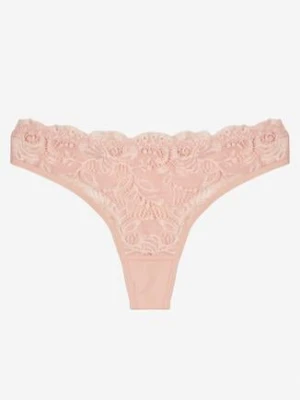 Różowe Koronkowe Majtki Stringi z Bawełny Venalora han