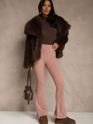 Różowe Legginsy Dzwony High Waist Korivienne romee's