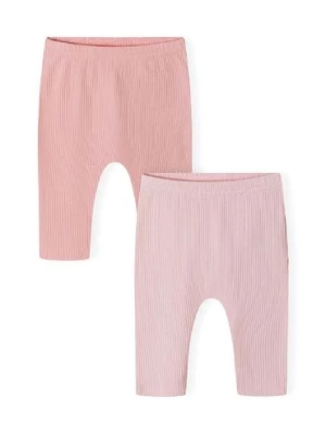 Różowe legginsy w prążki dla niemowlaka 2-pack Minoti