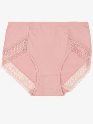 Różowe Majtki Figi z Bawełny z Koronkową Lamówką Idilea