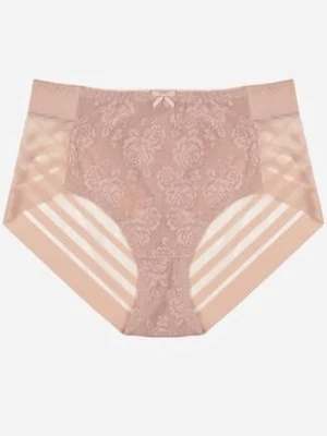 Różowe Majtki Figi z Wysokim Stanem Zdobione Koronką i Siateczką Helieth love magnolia