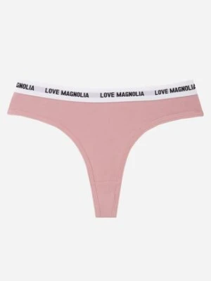 Różowe Majtki Typu Stringi z Bawełną i Napisami Veza