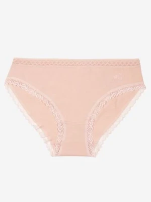 Różowe Majtki z Bawełny o Kroju Fig z Ozdobną Koronką Talivina love magnolia