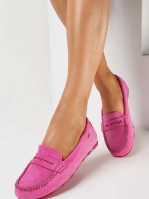 Różowe Mokasyny z Imitacji Zamszu na Płaskiej Podeszwie Sallevia