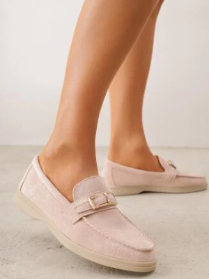 Różowe Mokasyny z Prostokątną Metaliczną Ozdobą Aeleorane joalice paris