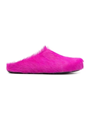 Różowe płaskie buty z Fur Fussbett Sabot Marni