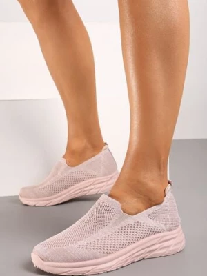 Różowe Płaskie Casualowe Buty Sportowe na Tłoczonej Podeszwie Carlemia