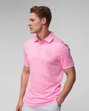 Różowe Polo Męskie G/fore Rib Collar Circle G's Embossed Tech Jersey Polo