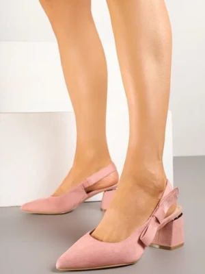 Różowe Sandały na Słupku Vices Slingback ze Skórzaną Wkładką Vevoline