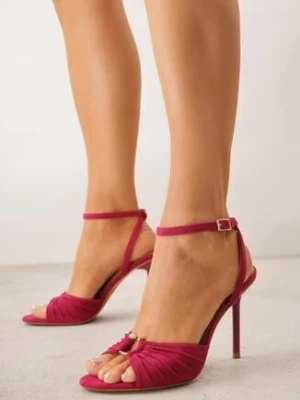 Różowe Sandały na Szpilce VICES z Marszczeniem i Metaliczną Aplikacją Nemenoe