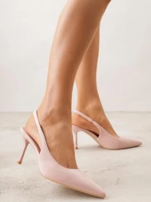 Różowe Sandały na Szpilce z Imitacji Zamszu z Noskiem w Szpic Fyrlenne