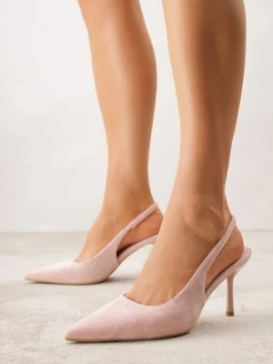 Różowe Sandały Slingback na Szpilce z Imitacji Zamszu Carilona