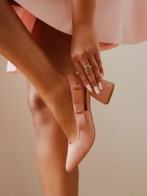 Różowe Sandały Vices na Obcasie ze Skórzaną Wkładką Bez Pięty Vevazira