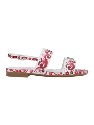 Różowe Sandały z Wzorem Majoliki dla Dzieci Dolce & Gabbana