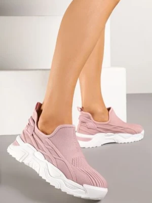 Różowe Siateczkowe Buty Sportowe Sneakersy Wsuwane Zdobione Tłoczeniami Nusadela ballada