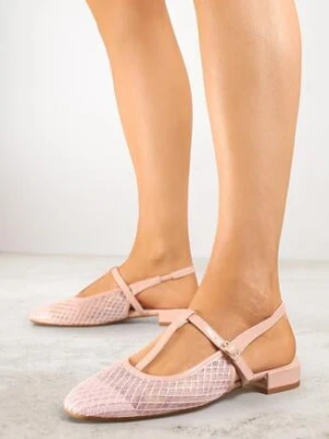 Różowe Siateczkowe Lakierowane Sandały Vices Bez Pięty Nilaviena