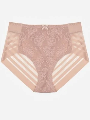 Różowe Siateczkowe Majtki Figi High Waist z Koronkowymi Zdobieniami Heylih love magnolia