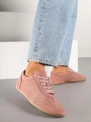 Różowe Skórzane Sneakersy w Klasycznym Stylu Fonavina