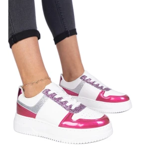 Różowe sneakersy damskie na grubej podeszwie Inna marka