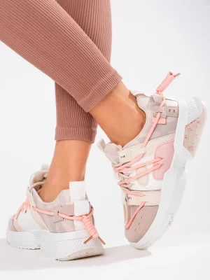 Różowe sneakersy damskie Shelovet ze ściągaczem Seastar