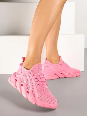 Różowe Sneakersy na Grubej Podeszwie z Tłoczeniem Tatinora