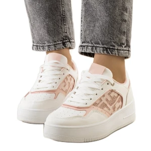 Różowe sneakersy na platformie Coronel białe Inna marka