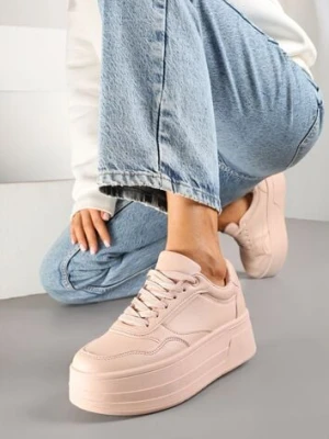 Różowe Sneakersy na Platformie Ozdobionej Tłoczeniem Vaiviera