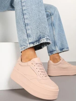 Różowe Sneakersy na Tłoczonej Grubej Podeszwie Vaitessa