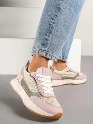 Różowe Sneakersy Ozdobione Geometrycznym Motywem Calgis