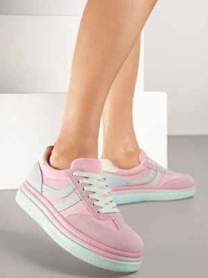 Różowe Sneakersy Typu Kultowe Tenisówki na Niskiej Platformie Olritia ideal