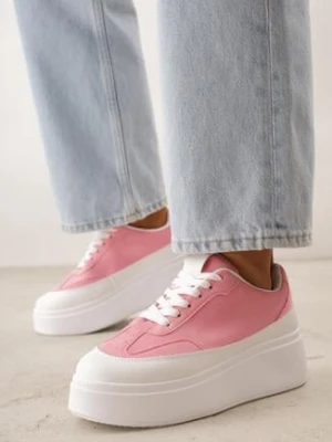 Różowe Sneakersy VICES na Platformie w Stylu lat 90. Donah