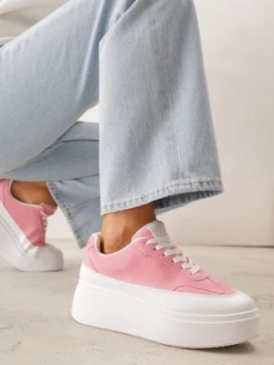 Różowe Sneakersy VICES na Platformie z Ozdobnym Noskiem Attis