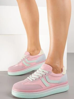 Różowe Sneakersy w Stylu Klasycznych Tenisówek na Grubej Podeszwie Grelritia ideal