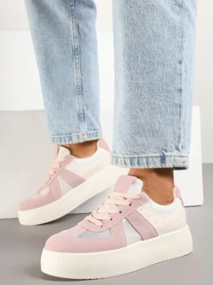 Różowe Sneakersy w Stylu Tenisówek na Platformie Nanirea